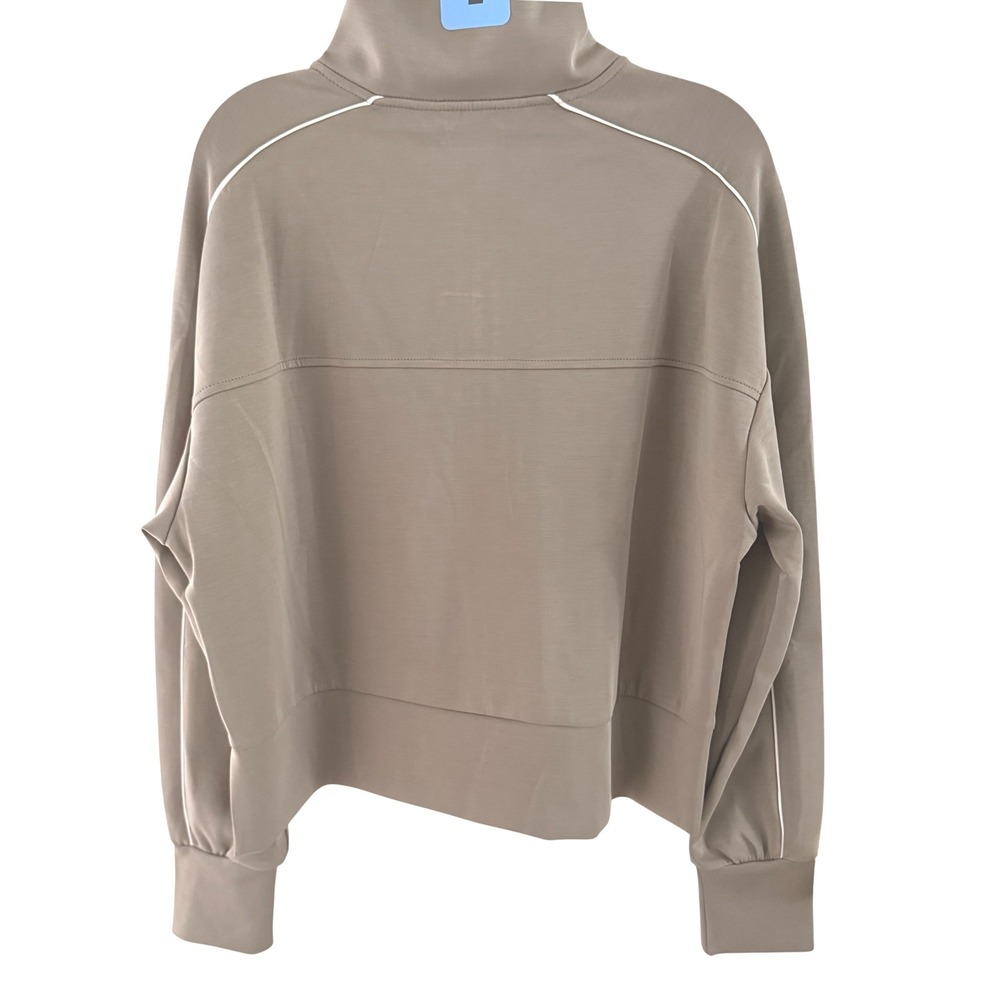 New Member's Mark Pullover Womens L Taupe Sandwash Half Zip Piping Activewear - Picture 5 of 16